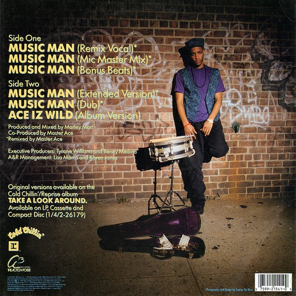 Back cover of the "Music Man" 12-inch released on Cold Chillin'.